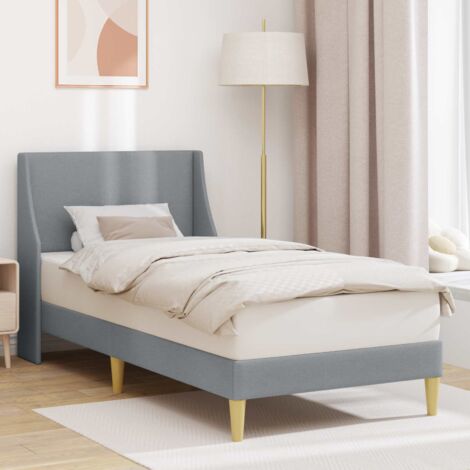 Estructura de cama Liso Gris Claro 90 x 200 cm tela