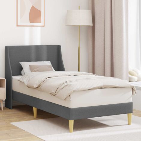 Estructura de cama Liso Gris oscuro 90 x 200 cm tela
