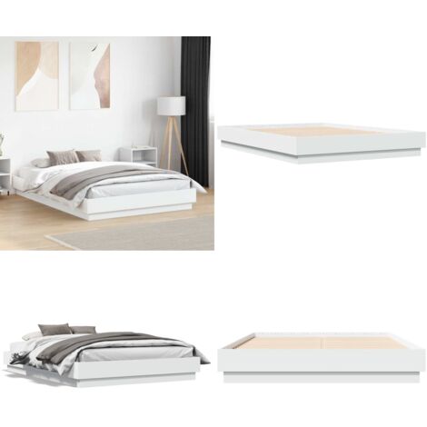 Estructura de cama madera de ingeniería blanca 120x190 cm - Estructura de cama - Cama de ingeniería