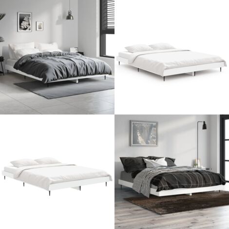 Estructura de cama madera de ingeniería blanca 140x190 cm - Estructura de cama - Cama de ingeniería