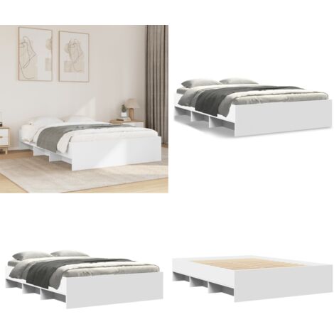 Estructura de cama madera de ingeniería blanca 140x190 cm - Estructura de cama - Madera de ingeniería