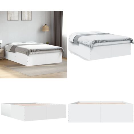 Estructura de cama madera de ingeniería blanca 160x200 cm - Estructura de cama - Cama de ingeniería