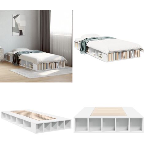 Estructura de cama madera de ingeniería blanca 75x190 cm - Estructura de cama - Cama de ingeniería
