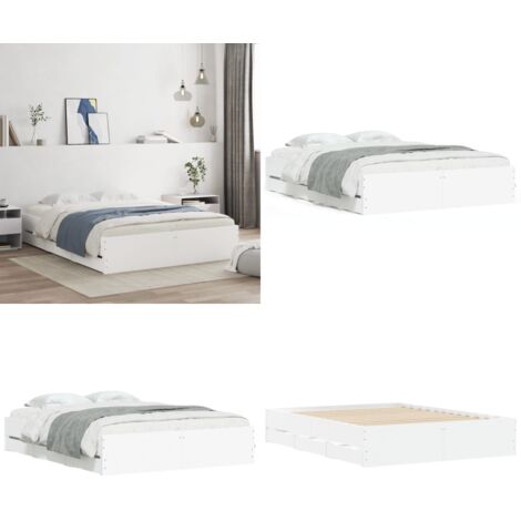 Estructura de cama madera de ingeniería blanco 150x200 cm - Estructura de cama - Cajones de cama