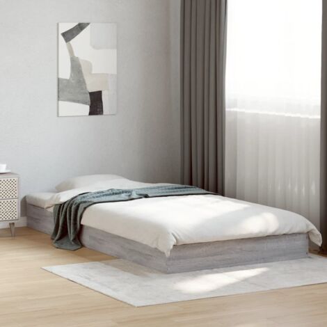 Estructura de cama madera de ingeniería gris  100x200 cm