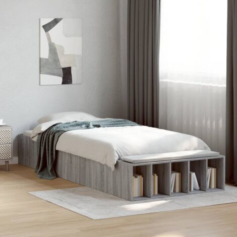 Estructura de cama madera de ingeniería gris  100x200 cm