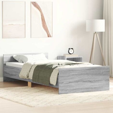 Estructura de cama madera de ingeniería gris  100x200 cm