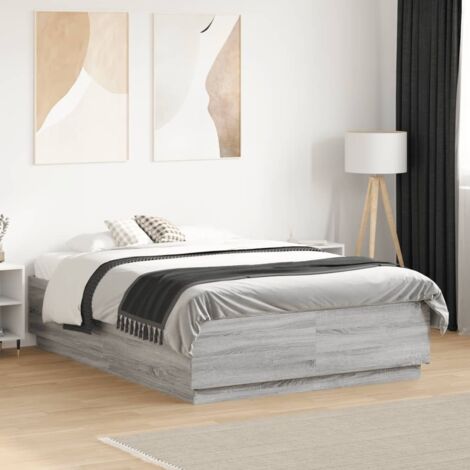 Estructura de cama madera de ingeniería gris  120x190 cm