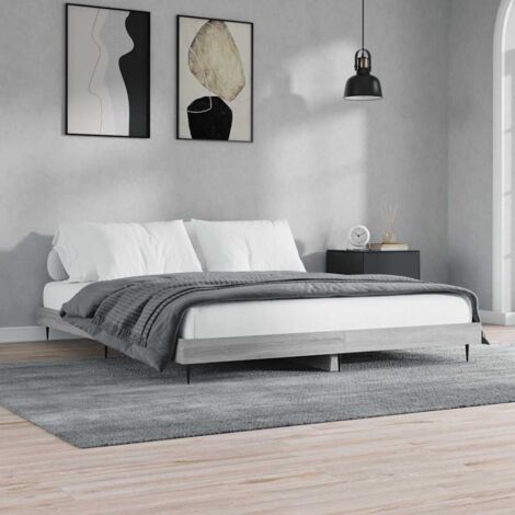 Estructura de cama madera de ingeniería gris  120x200 cm