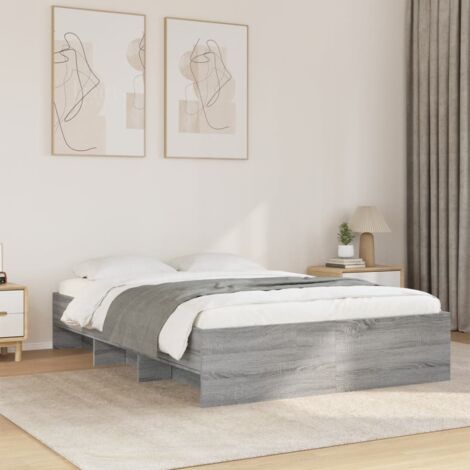 Estructura de cama madera de ingeniería gris  120x200 cm