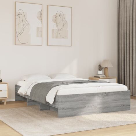 Estructura de cama madera de ingeniería gris  140x190 cm