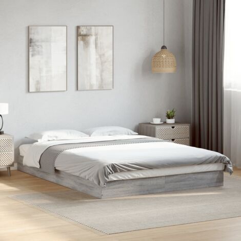 Estructura de cama madera de ingeniería gris  140x200 cm
