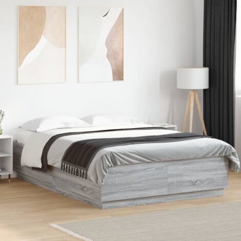 Estructura de cama madera de ingeniería gris  150x200 cm