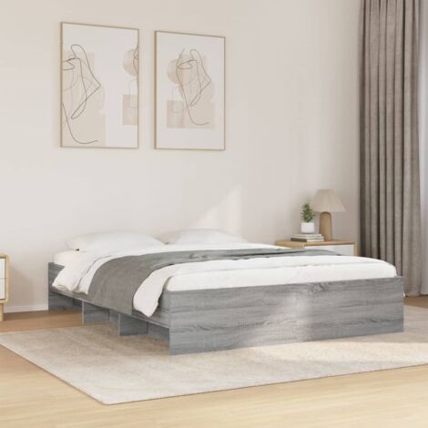Estructura de cama madera de ingeniería gris  150x200 cm