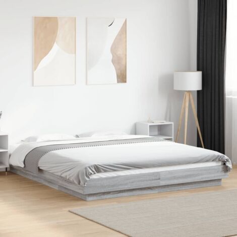 Estructura de cama madera de ingeniería gris  160x200 cm