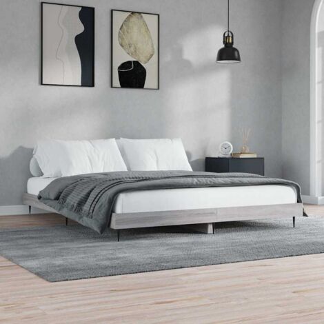 Estructura de cama madera de ingeniería gris  200x200 cm