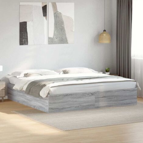 Estructura de cama madera de ingeniería gris  200x200 cm