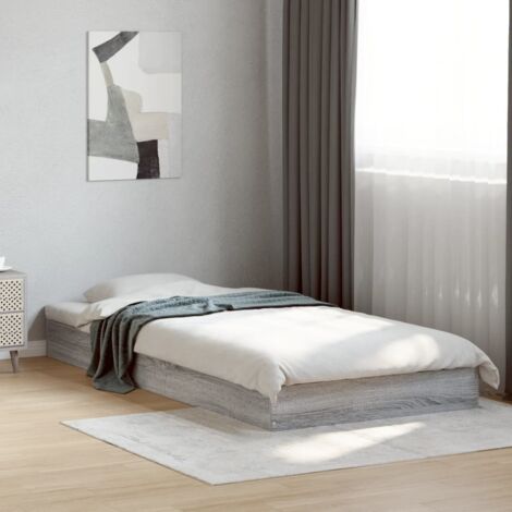 Estructura de cama madera de ingeniería gris  75x190 cm