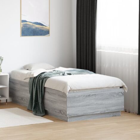 Estructura de cama madera de ingeniería gris  75x190 cm