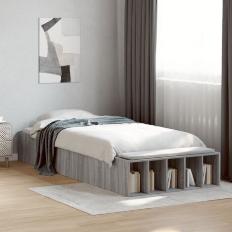 Estructura de cama madera de ingeniería gris  75x190 cm
