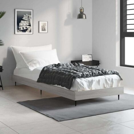 Estructura de cama madera de ingeniería gris  75x190 cm