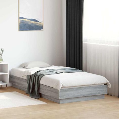 Estructura de cama madera de ingeniería gris  90x190 cm