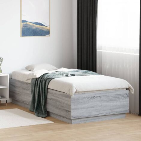Estructura de cama madera de ingeniería gris  90x200 cm