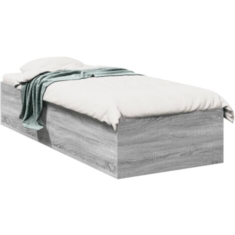 Estructura de cama madera de ingeniería gris  90x200 cm