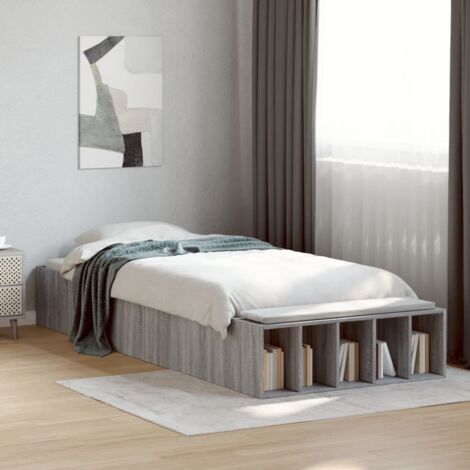 Estructura de cama madera de ingeniería gris  90x200 cm