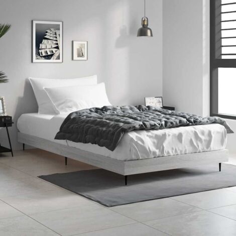 Estructura de cama madera de ingeniería gris  90x200 cm
