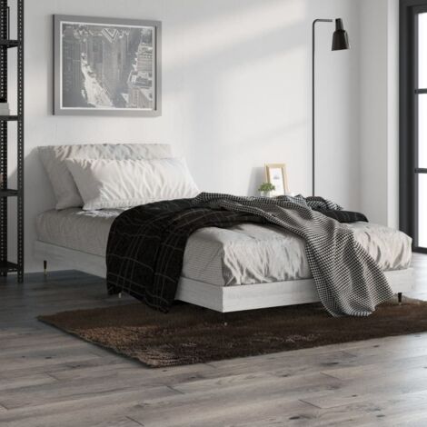 Estructura de cama madera de ingeniería gris  90x200 cm