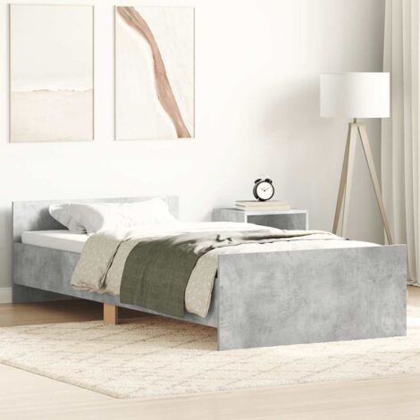 Estructura de cama madera de ingeniería gris hormigón 100x200cm