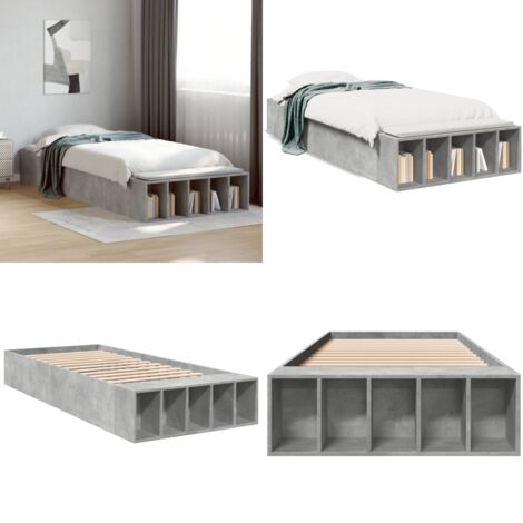 Estructura de cama madera de ingeniería gris hormigón 100x200cm - Estructura de cama - Cama de ingeniería