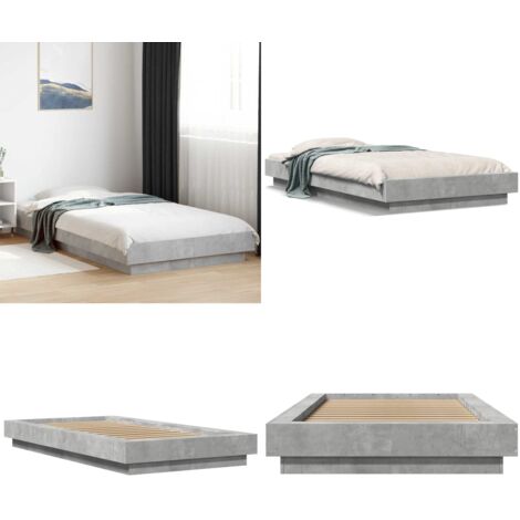 Estructura de cama madera de ingeniería gris hormigón 100x200cm - Estructura de cama - Cama de ingeniería