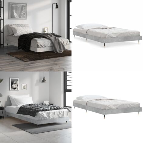 Estructura de cama madera de ingeniería gris hormigón 100x200cm - Estructura de cama - Cama de ingeniería