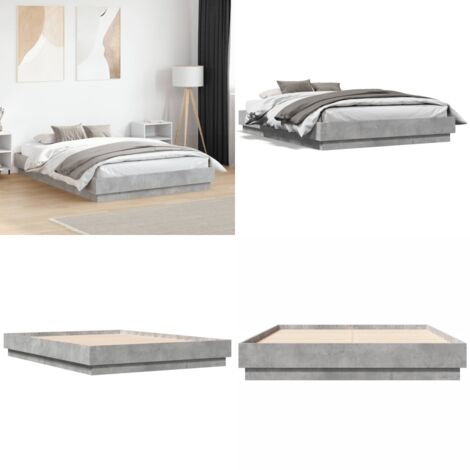 Estructura de cama madera de ingeniería gris hormigón 120x190cm - Estructura de cama - Cama de ingeniería