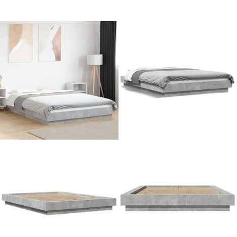 Estructura de cama madera de ingeniería gris hormigón 120x200cm - Estructura de cama - Cama de ingeniería