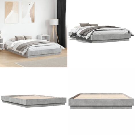 Estructura de cama madera de ingeniería gris hormigón 135x190cm - Estructura de cama - Cama de ingeniería