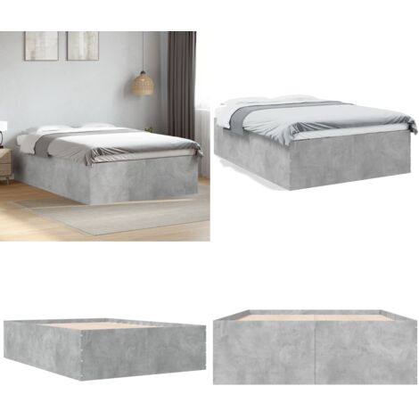 Estructura de cama madera de ingeniería gris hormigón 135x190cm - Estructura de cama - Cama de ingeniería