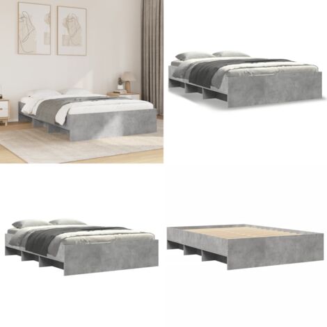 Estructura de cama madera de ingeniería gris hormigón 135x190cm - Estructura de cama - Cama de ingeniería