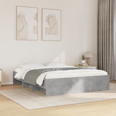 Estructura de cama madera de ingeniería gris hormigón 150x200cm