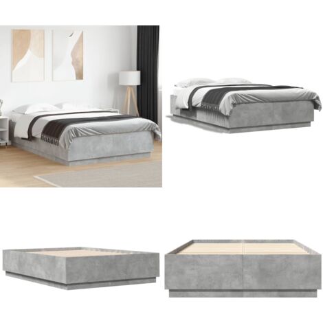 Estructura de cama madera de ingeniería gris hormigón 160x200cm - Estructura de cama - Cama de ingeniería