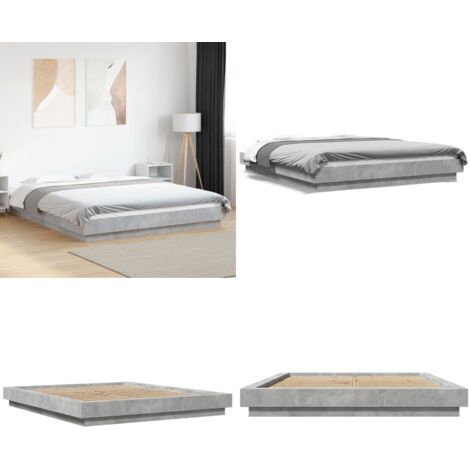 Estructura de cama madera de ingeniería gris hormigón 160x200cm - Estructura de cama - Cama de ingeniería