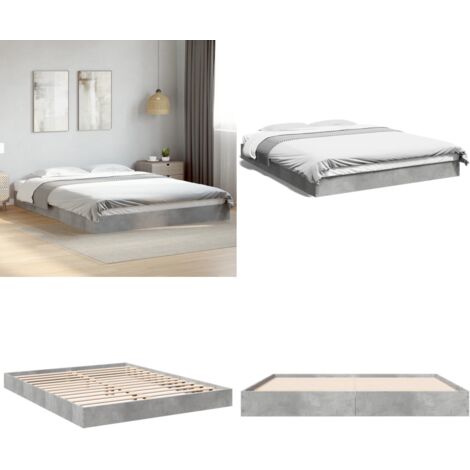 Estructura de cama madera de ingeniería gris hormigón 160x200cm - Estructura de cama - Cama de ingeniería