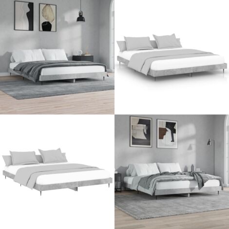 Estructura de cama madera de ingeniería gris hormigón 160x200cm - Estructura de cama - Cama de ingeniería