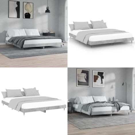 Estructura de cama madera de ingeniería gris hormigón 200x200cm - Estructura de cama - Cama de ingeniería
