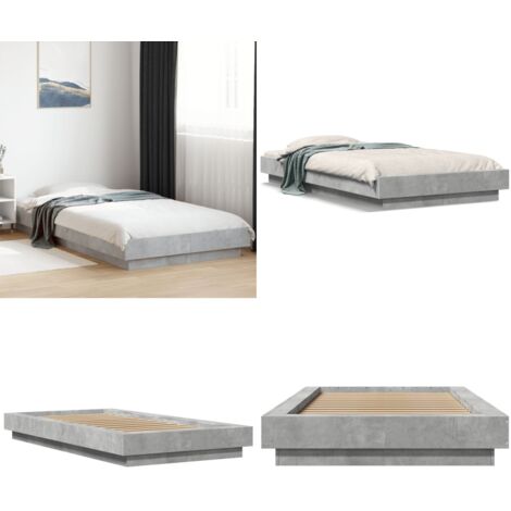 Estructura de cama madera de ingeniería gris hormigón 75x190 cm - Estructura de cama - Cama de ingeniería