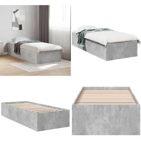Estructura de cama madera de ingeniería gris hormigón 75x190 cm - Estructura de cama - Cama de ingeniería