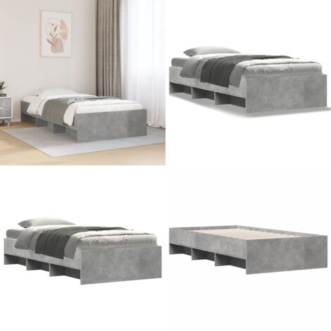 Estructura de cama madera de ingeniería gris hormigón 75x190 cm - Estructura de cama - Cama de ingeniería