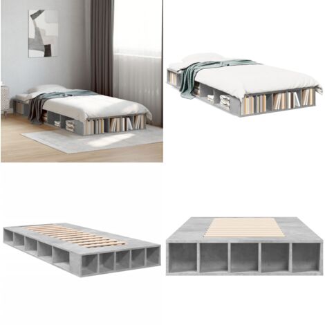 Estructura de cama madera de ingeniería gris hormigón 90x190 cm - Estructura de cama - Cama de ingeniería